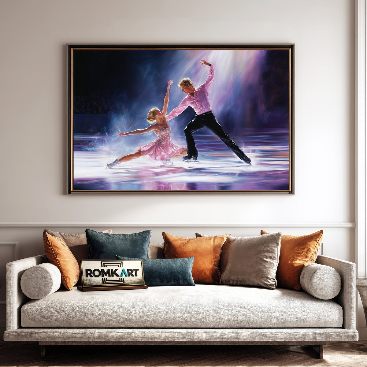 Majestic Skaters Couple Sports Oil Painting - image 4