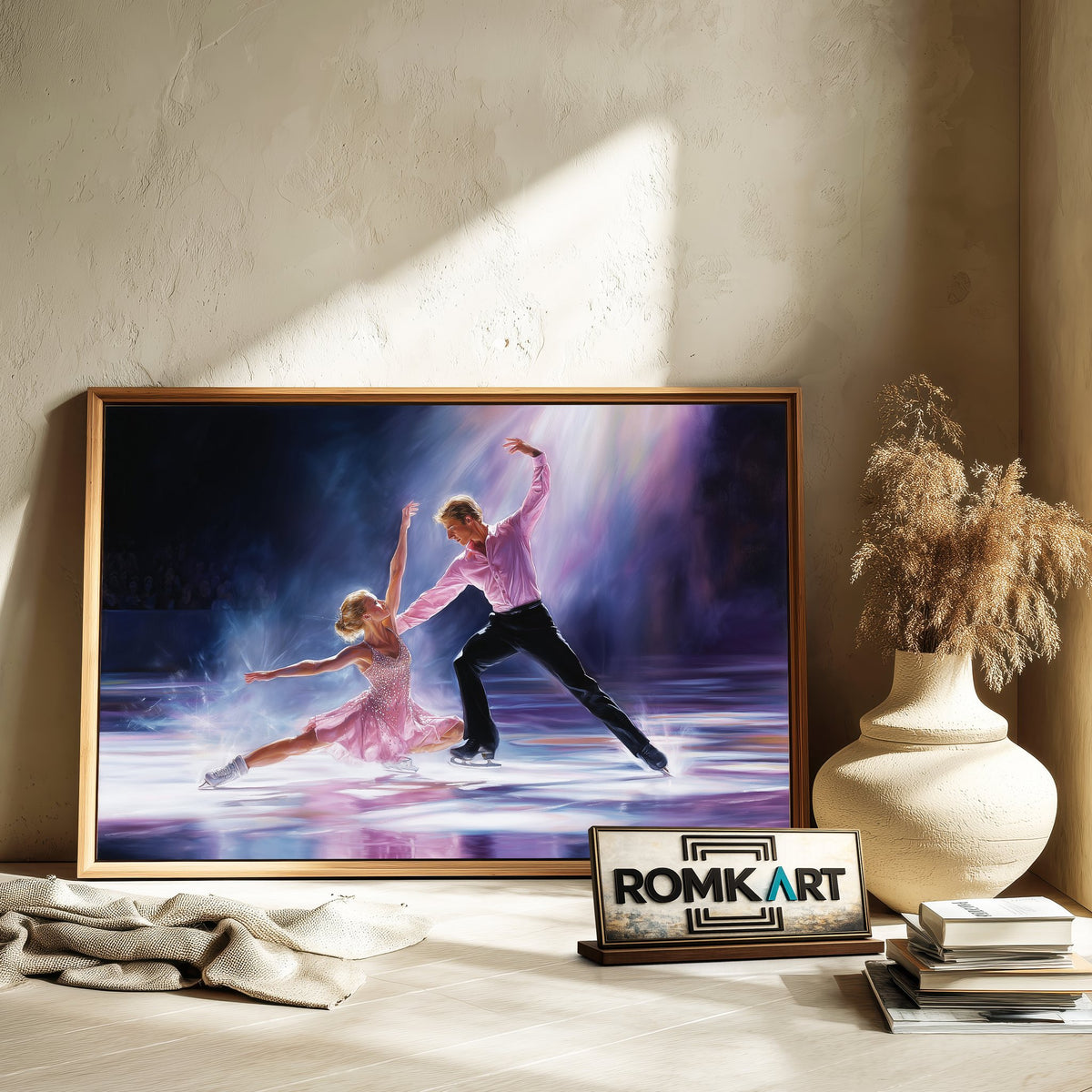 Majestic Skaters Couple Sports Oil Painting - image 6