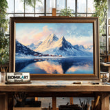 Majestic Snow Covered Mountain Landscape Oil Painting - image 2