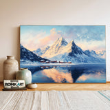 Majestic Snow Covered Mountain Landscape Oil Painting - image 3