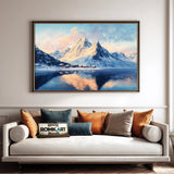 Majestic Snow Covered Mountain Landscape Oil Painting - image 4