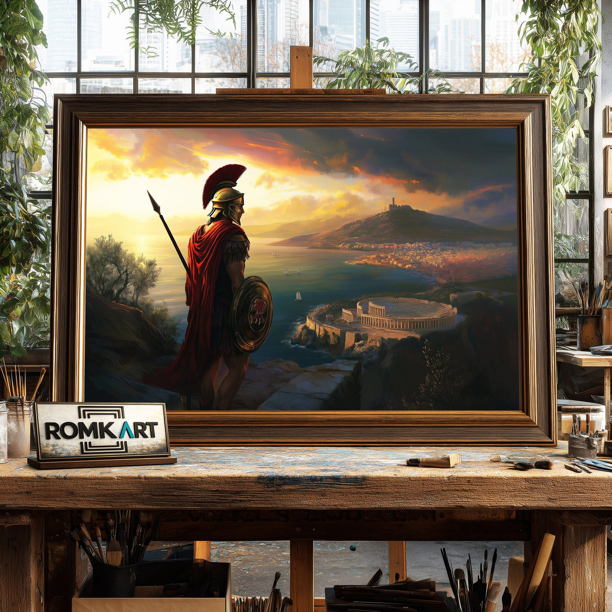 Majestic Spartan Warrior Historical Oil Painting - image 2