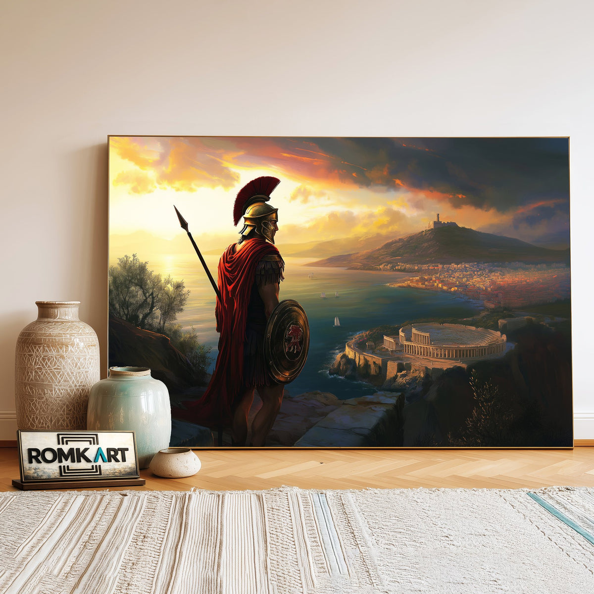 Majestic Spartan Warrior Historical Oil Painting - image 3