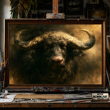 Majestic Water Buffalo - Hand-Painted Oil Painting - View 1