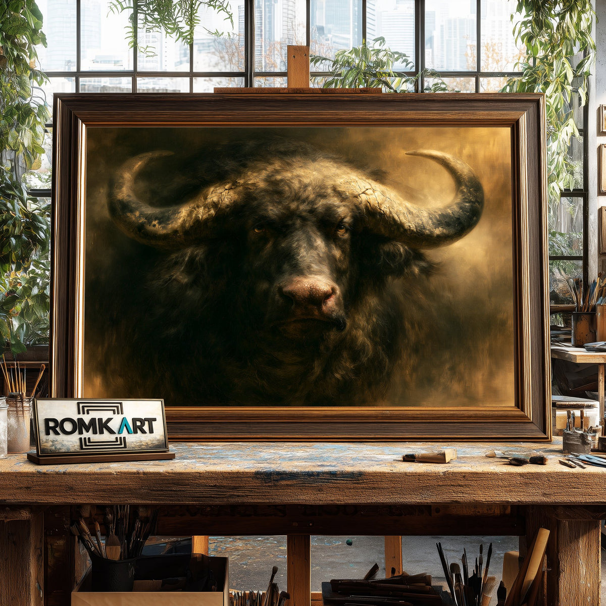 Majestic Water Buffalo Oil Painting - image 2
