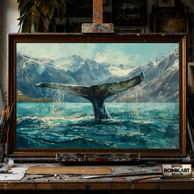 Majestic Whale Tail hand-painted oil painting on canvas