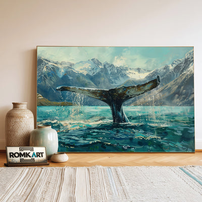 Majestic Whale Tail Marine Life Oil Painting - image 3