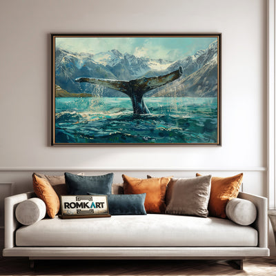 Majestic Whale Tail Marine Life Oil Painting - image 4