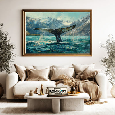 Majestic Whale Tail Marine Life Oil Painting - image 5