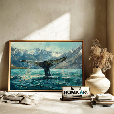 Majestic Whale Tail Marine Life Oil Painting - image 6