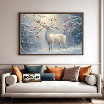 Majestic White Deer Wildlife Oil Painting - image 4