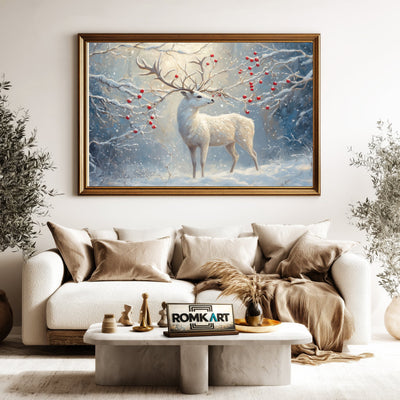 Majestic White Deer Wildlife Oil Painting - image 5