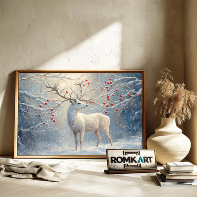 Majestic White Deer Wildlife Oil Painting - image 6