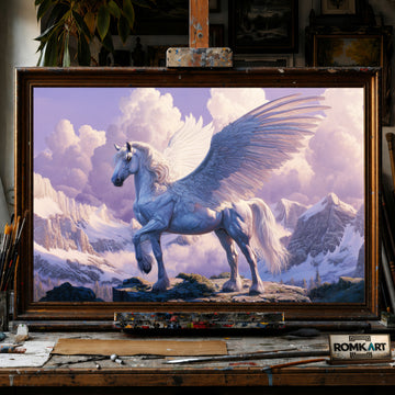 Majestic White Pegasus hand-painted oil painting on canvas