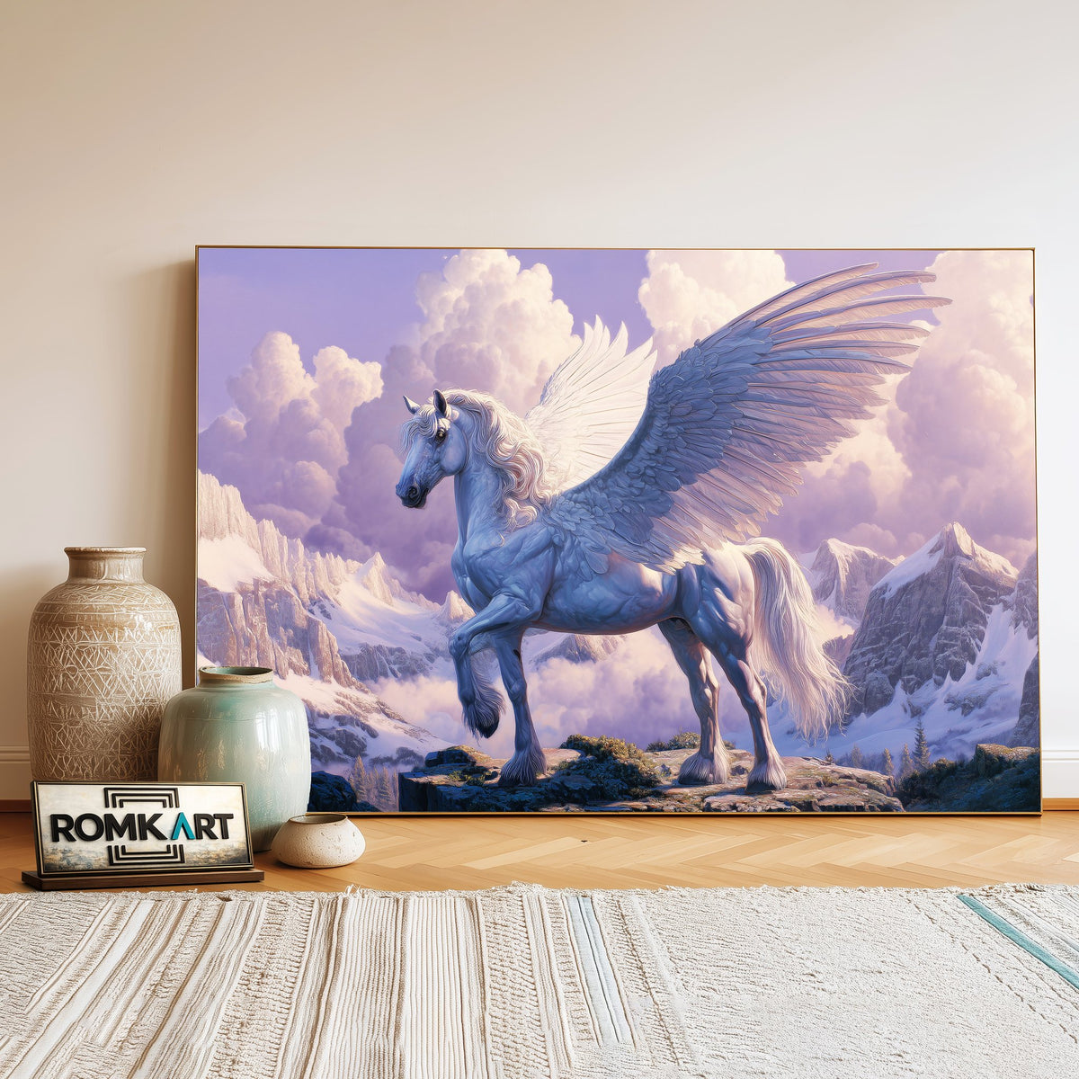 Majestic White Pegasus Fantasy Oil Painting - image 3