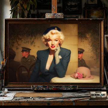Marilyn Monroe at a Parisian-style café hand-painted oil painting on canvas
