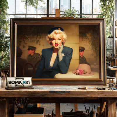 Marilyn Monroe at a Parisian-style café Figurative Oil Painting - image 2
