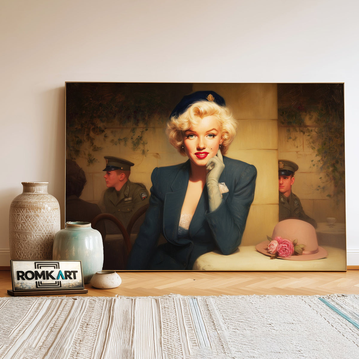 Marilyn Monroe at a Parisian-style café Figurative Oil Painting - image 3