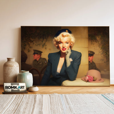 Marilyn Monroe at a Parisian-style café Figurative Oil Painting - image 3