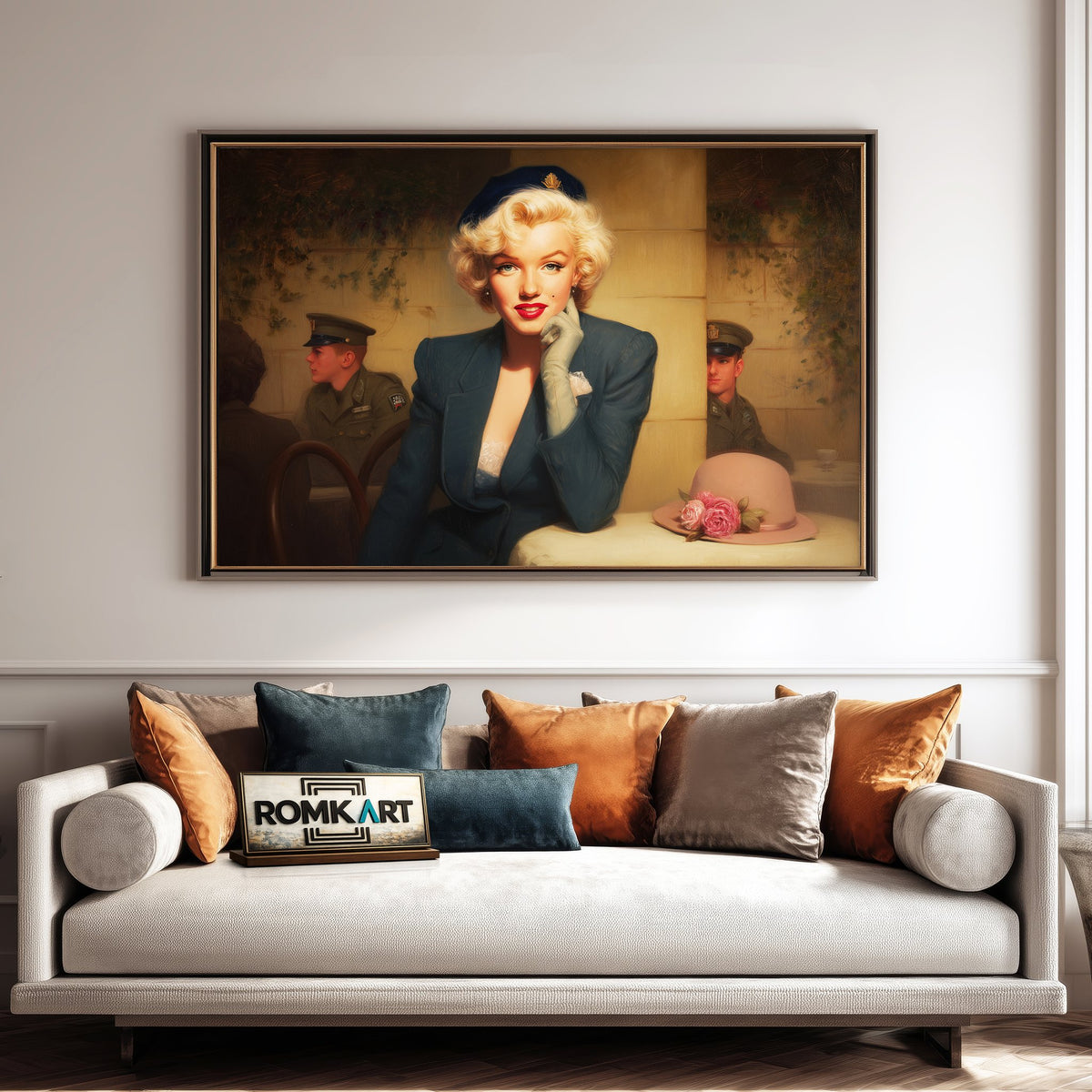 Marilyn Monroe at a Parisian-style café Figurative Oil Painting - image 4