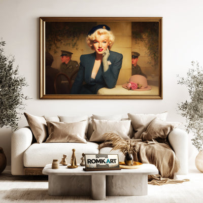 Marilyn Monroe at a Parisian-style café Figurative Oil Painting - image 5