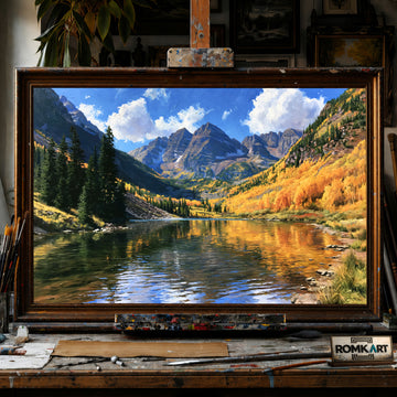 Maroon Bells, Colorado hand-painted oil painting on canvas