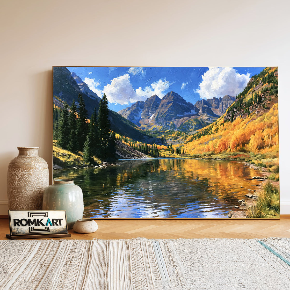 Maroon Bells, Colorado Landscape Oil Painting - image 3