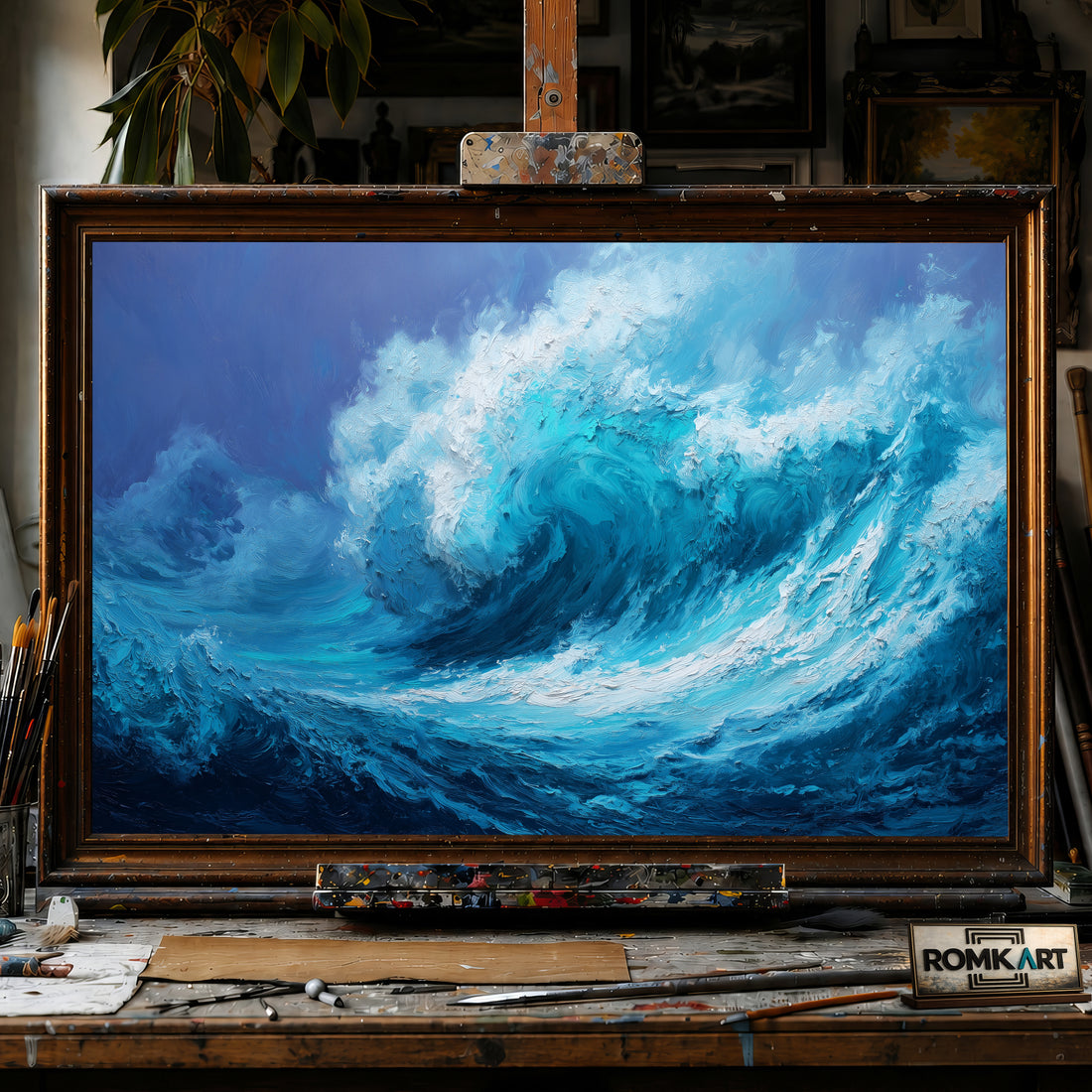 Massive Ocean Wave Seascape Oil Painting