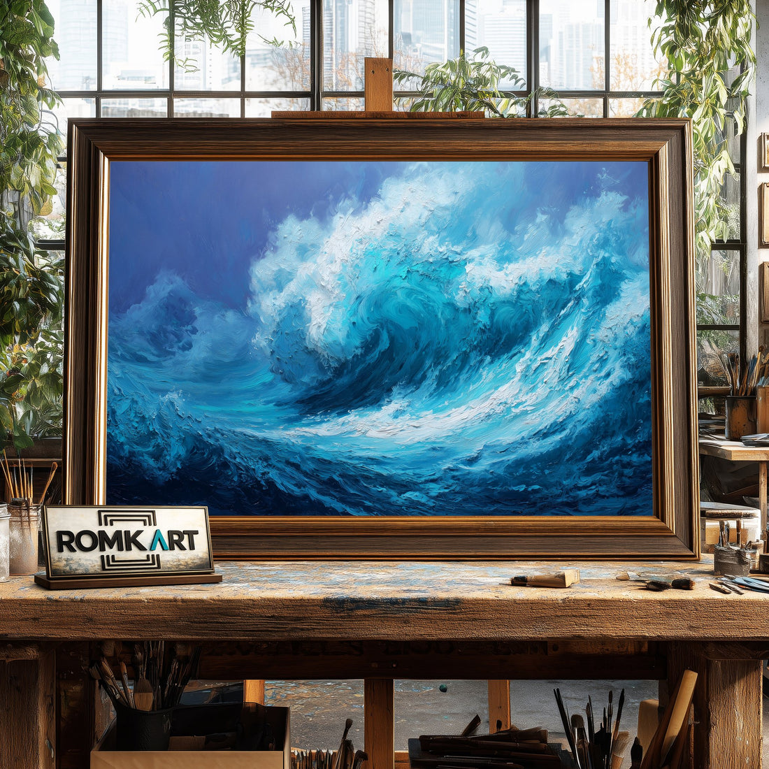 Massive Ocean Wave Seascape Oil Painting
