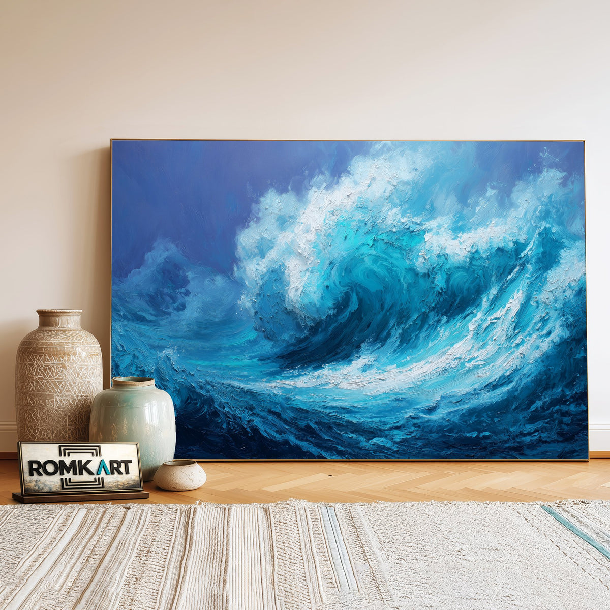 Massive Ocean Wave Seascape Oil Painting - image 3