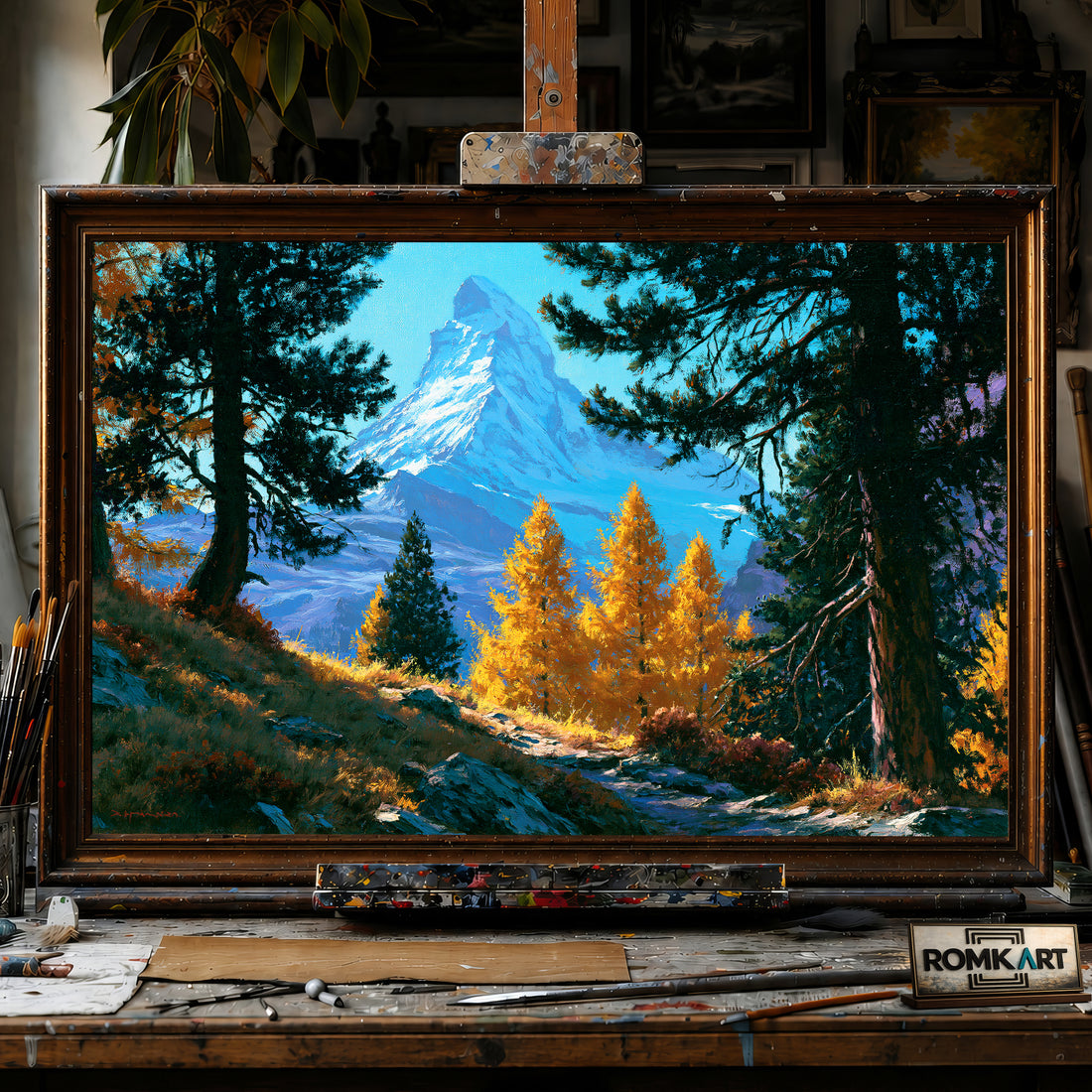 Matterhorn Alpine Landscape hand-painted oil painting on canvas