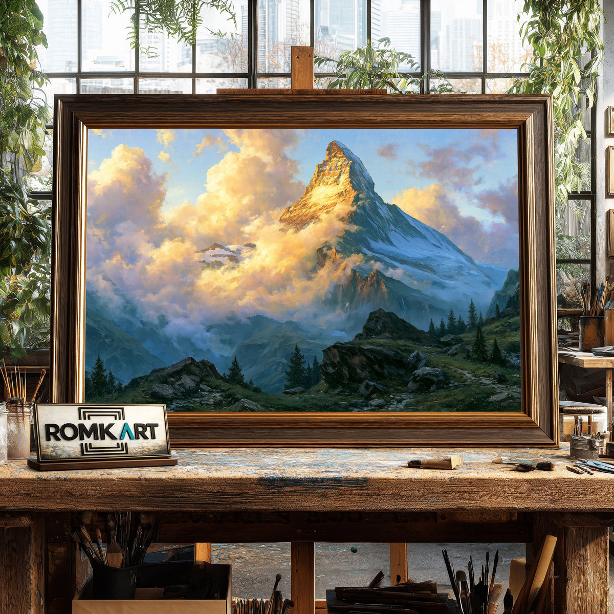 Matterhorn Majestic Alpine Landscape Oil Painting - image 2