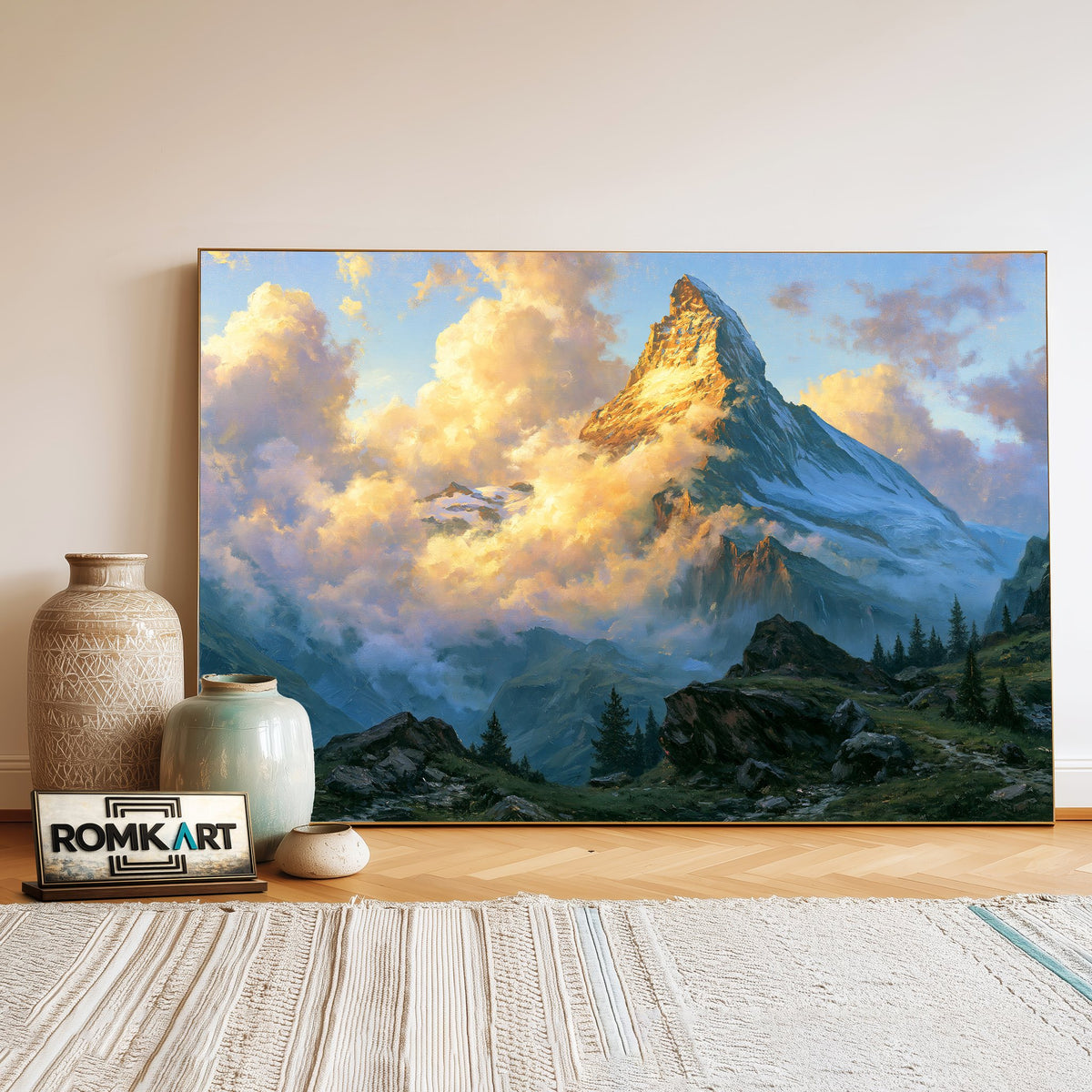 Matterhorn Majestic Alpine Landscape Oil Painting - image 3