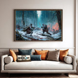 Medieval Battle in a Dark Forest Historical Oil Painting - image 4