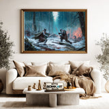 Medieval Battle in a Dark Forest Historical Oil Painting - image 5