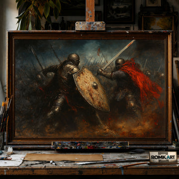 Medieval Battle Knight hand-painted oil painting on canvas