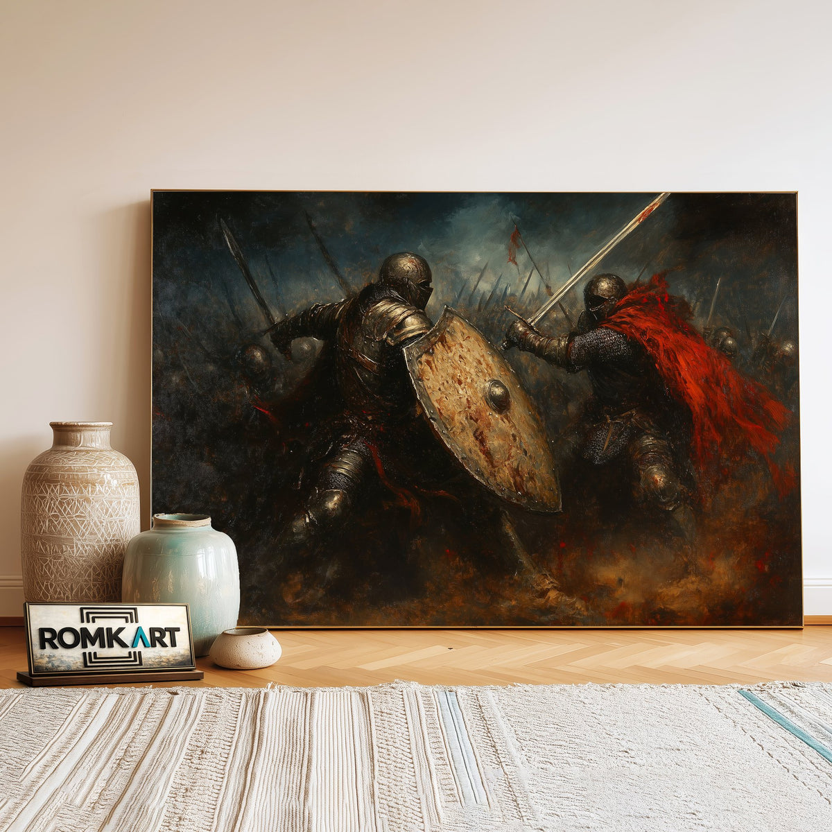 Medieval Battle Knight Historical Oil Painting - image 3