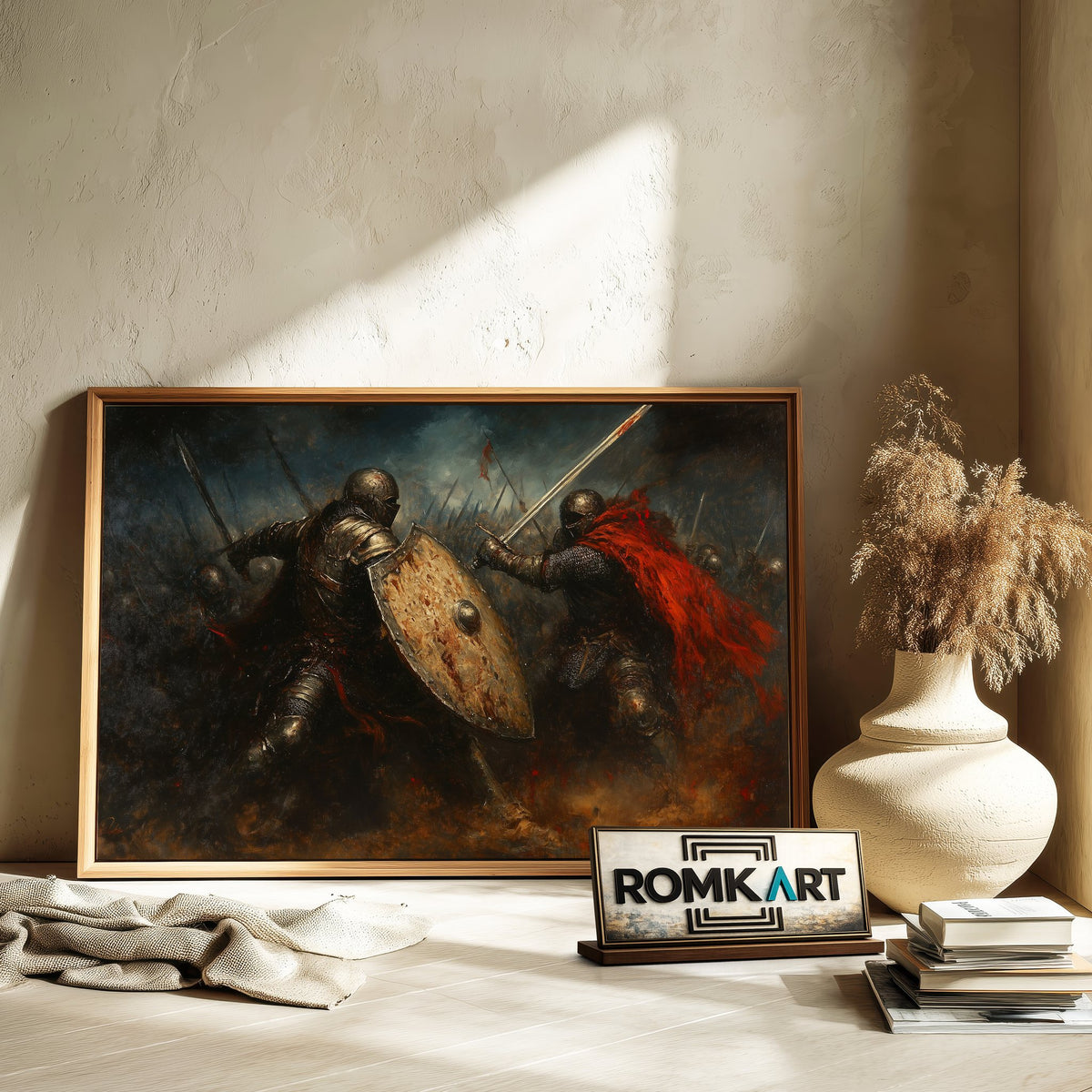Medieval Battle Knight Historical Oil Painting - image 6