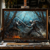 Medieval Battle Knights hand-painted oil painting on canvas