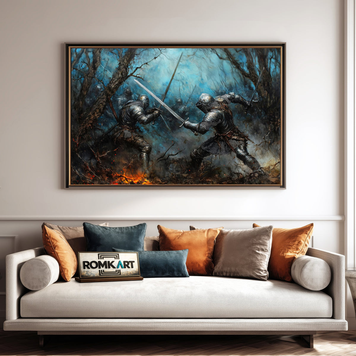Medieval Battle Knights Historical Oil Painting - image 4