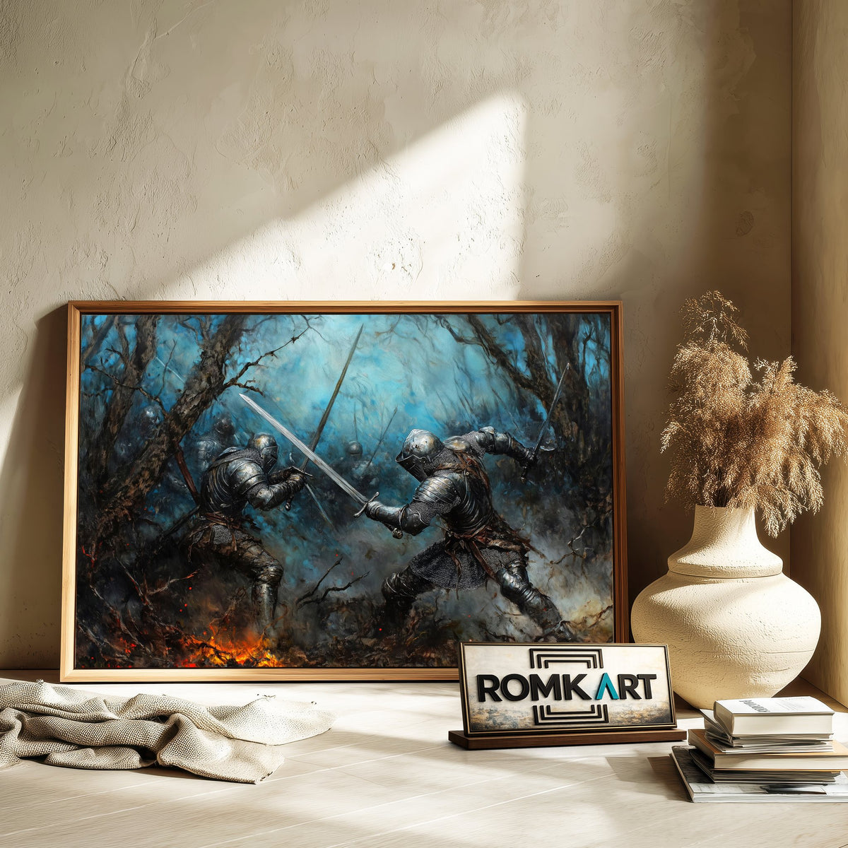 Medieval Battle Knights Historical Oil Painting - image 6