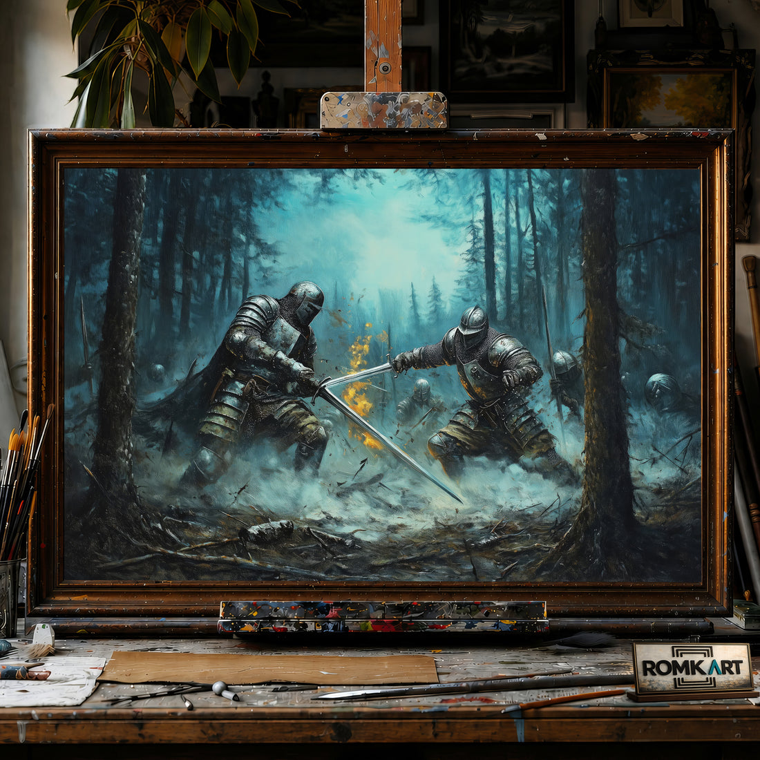 Medieval Battle hand-painted oil painting on canvas