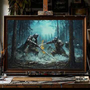 Medieval Battle hand-painted oil painting on canvas
