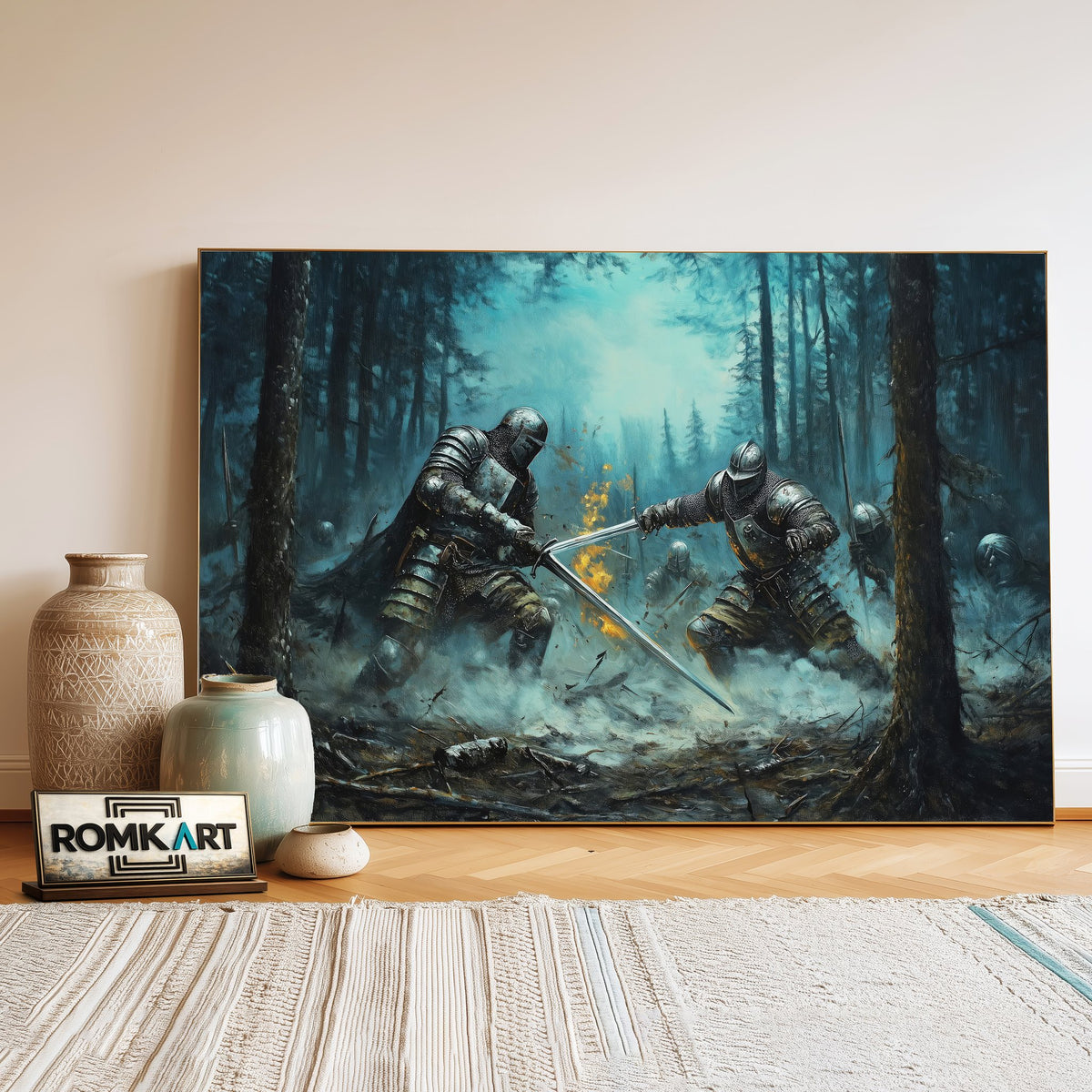 Medieval Battle Historical Oil Painting - image 3