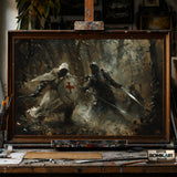 Medieval Battle Scene hand-painted oil painting on canvas