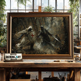 Medieval Battle Scene Historical Oil Painting - image 2