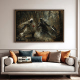 Medieval Battle Scene Historical Oil Painting - image 4