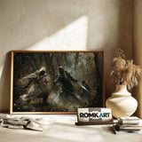 Medieval Battle Scene Historical Oil Painting - image 6