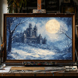 Medieval Castle Full Moon hand-painted oil painting on canvas