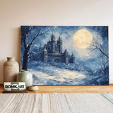 Medieval Castle Full Moon Historical Oil Painting - image 3